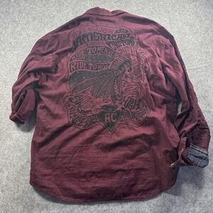 Affliction Black Premium Shirt Mens 2XL Burgundy American Customs Embroidered